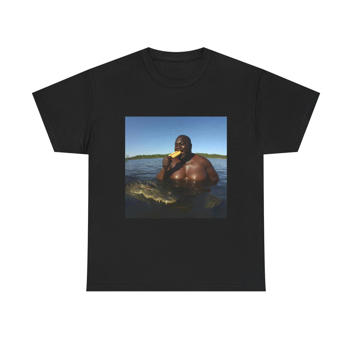 Guy Eating Hotdog In Ocean Tee